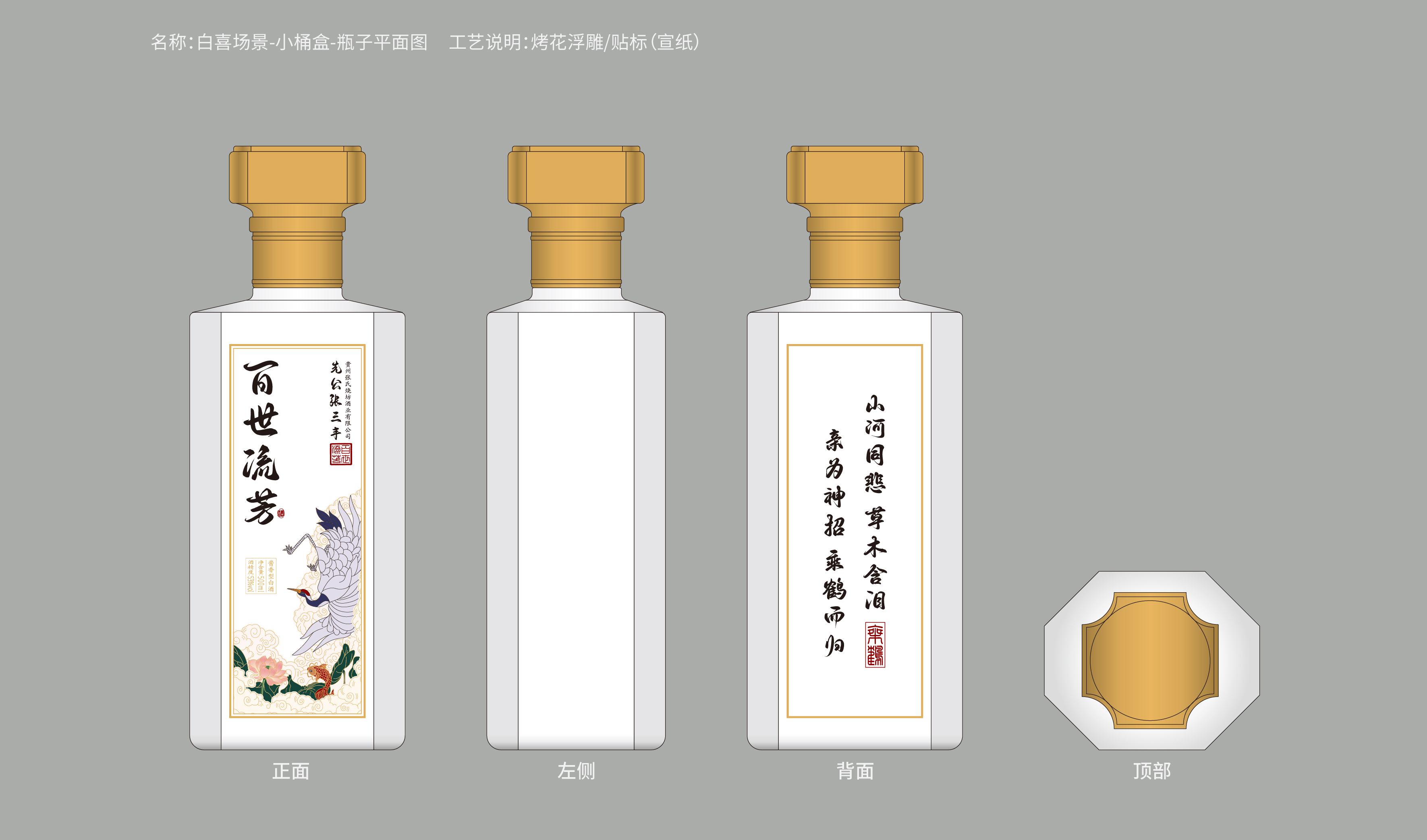 白喜 流芳百世 白色白酒包装 平面文件